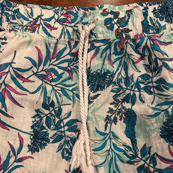 Cynthia Rowley Linen Pants Women’s Size Large Blue Leaves Wide Leg - Picture 3 of 7